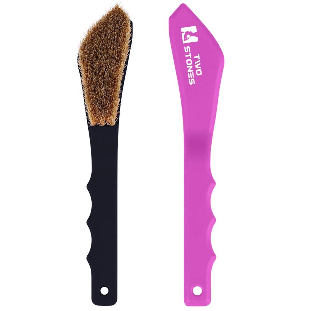 Boar Hair Rock Climbing Brush with Ergonomic Handle, Bouldering Boulder Brush as Durable Cleaning Tool for Climbing Chalk and Climbing Holds on Climbing Wall Indoor or Outdoor (Black&Puple)