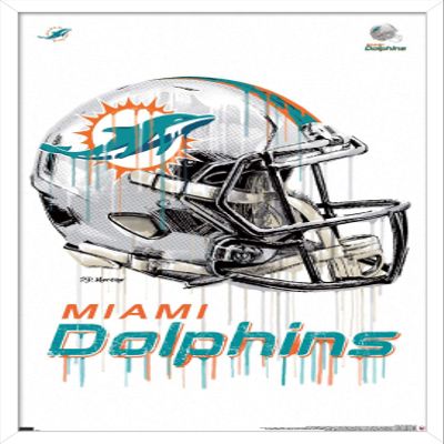 Trends International NFL Miami Dolphins - Drip Helmet 20 Wall Poster, 22.375" x 34", White Framed Version