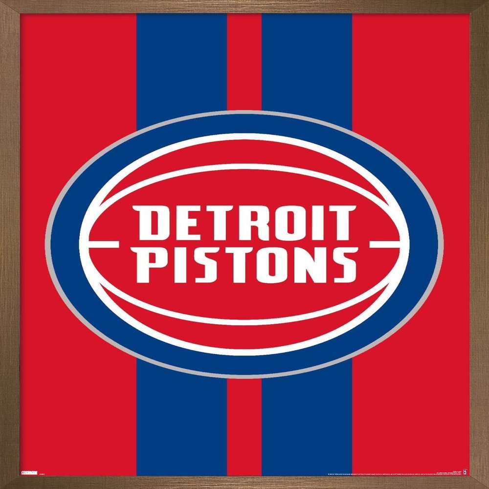 Trends International NBA Detroit Pistons - Logo 20 Wall Poster, 34L x 22.4W, Bronze Framed Version