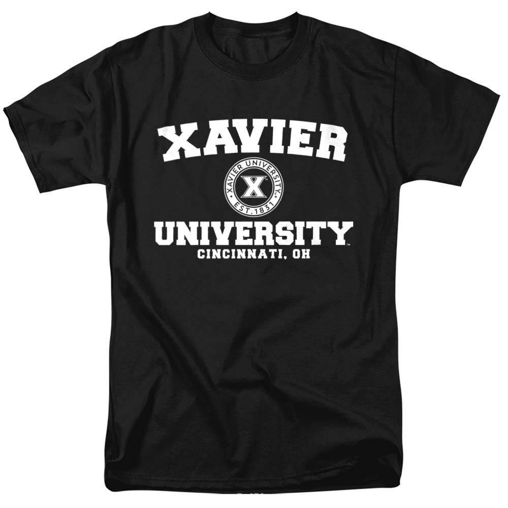 Xavier University Official Circle Logo Unisex Adult T-Shirt, Black, 5X-Large
