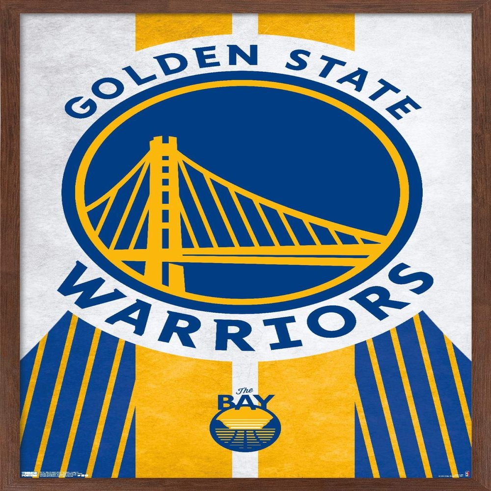Trends International NBA Golden State Warriors - Logo 19 Wall Poster, 22.375" x 34", Mahogany Framed Version