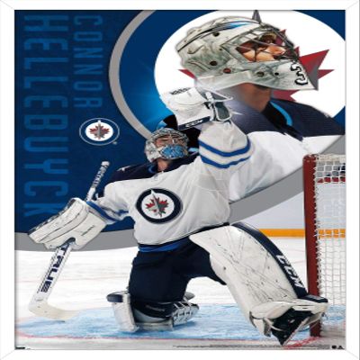 Trends International NHL Winnipeg Jets - Connor Hellebuyck 20 Wall Poster, 34L x 22.4W, White Framed Version