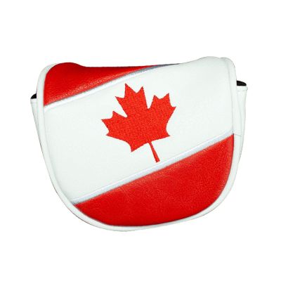 CMC Design Golf Mallet Head Cover - Custom Canada Embroidered Golf Driver Cover - Premium Faux Leather, Beautiful Design Elements & Soft Protective Lining | White & Red