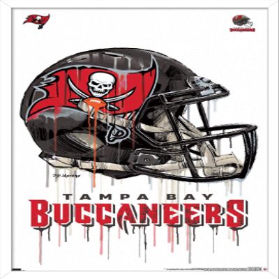 Trends International NFL Tampa Bay Buccaneers - Drip Helmet 20 Wall Poster, 22.375" x 34", White Framed Version