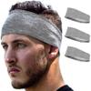 E Tronic Edge Running Headbands for Men, Women, Boys and Girls, Sports Sweatbands for Basketball, Yoga, Exercise, Workout, Quick Drying and Non-Slip Workout Stretchy Hairband, 3-Pack, Gray view 1