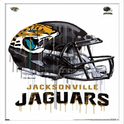 Trends International NFL Jacksonville Jaguars - Drip Helmet 20 Wall Poster, 22.375" x 34", White Framed Version