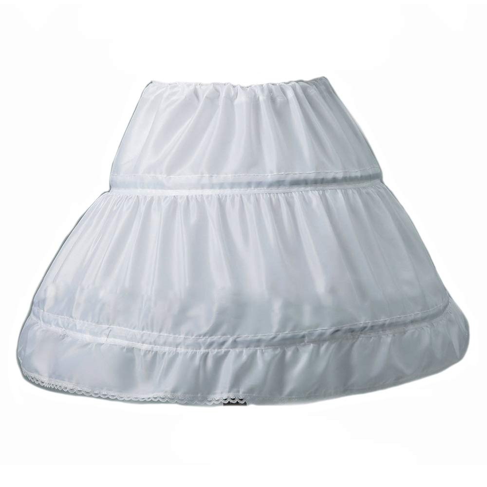 Kumeng 1 Hoop White Girls' Petticoats Children Slip Flower Girl Petticoat Little Kids Girls' Petticoat (White-2 hoop-length 15.74", Medium)