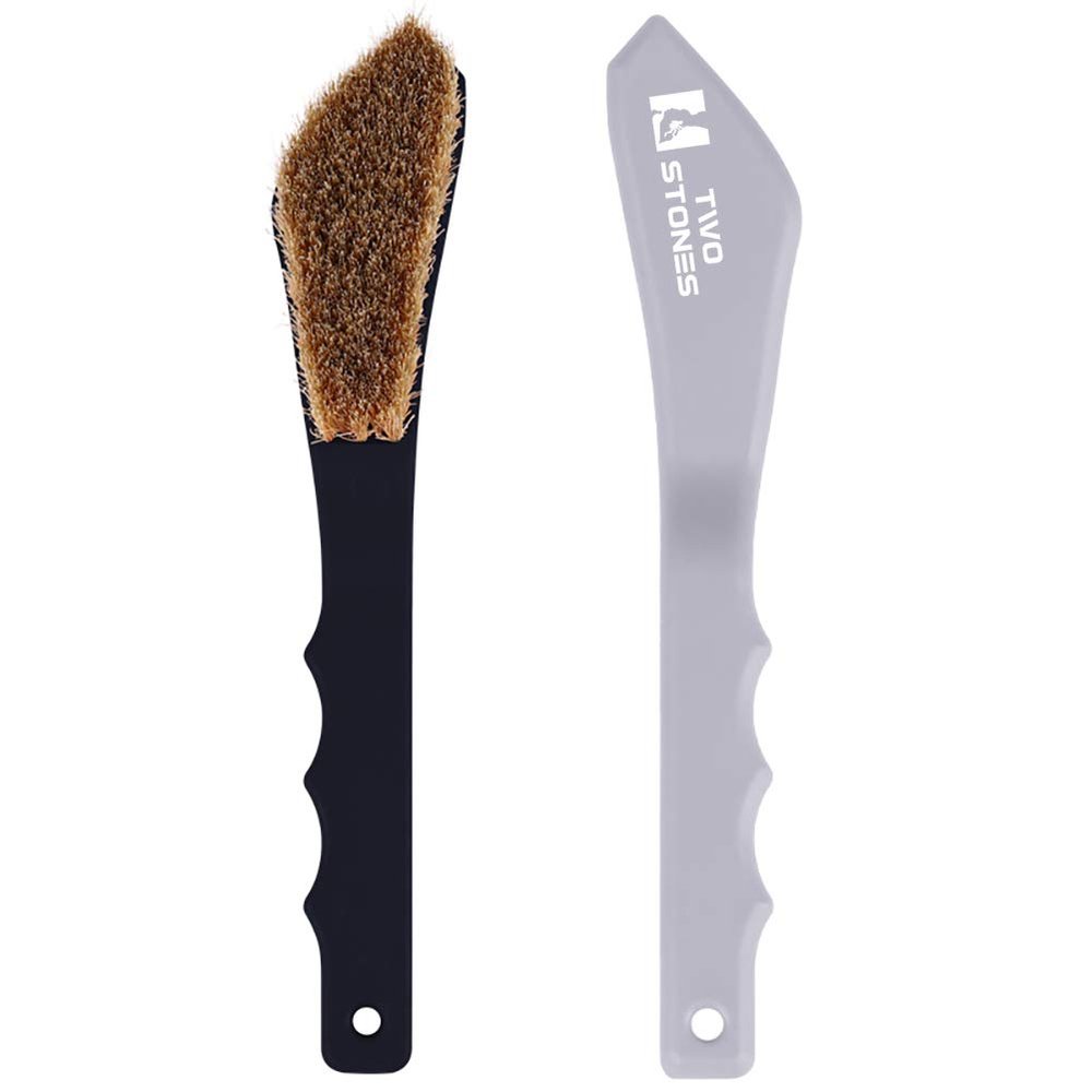 Boar Hair Rock Climbing Brush with Ergonomic Handle, Bouldering Boulder Brush as Durable Cleaning Tool for Climbing Chalk and Climbing Holds on Climbing Wall Indoor or Outdoor (Black&Grey)