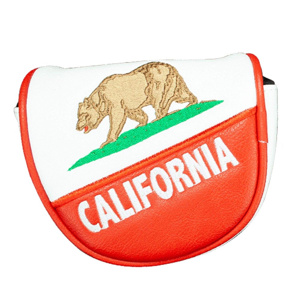CMC Design Golf Mallet Head Cover - Custom California Bear Embroidered Golf Driver - Premium Faux Leather, Beautiful Design Elements & Soft Protective Lining Great Fit for Any Mallet & Golfer