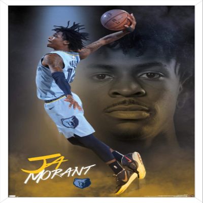 NBA Memphis Grizzlies - Ja Morant 20 Wall Poster, 22.4L" x 14.7W", White Framed Version