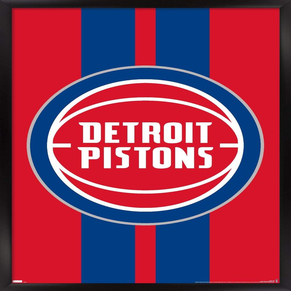 Trends International NBA Detroit Pistons - Logo 20 Wall Poster, 34L x 22.4W, Black Framed Version