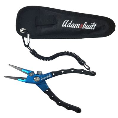 Adamsbuilt Fishing APCBB75-7.5In Aluminum Plier W/Side Cutter, Blue W/Black Rubberized Handle