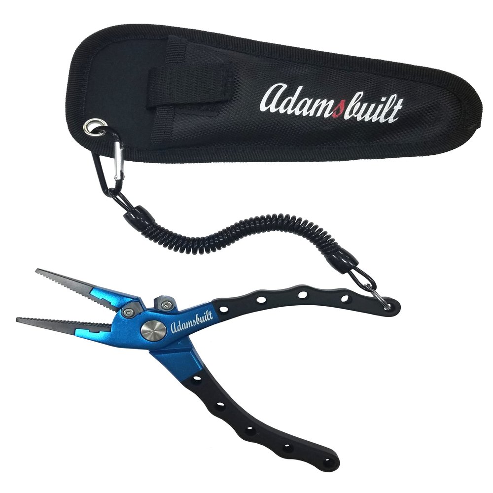 Adamsbuilt Fishing APCBB75-7.5In Aluminum Plier W/Side Cutter, Blue W/Black Rubberized Handle