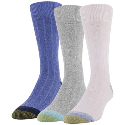 GOLDTOE Men's Nantucket Crew Socks, 3-Pairs, Blush/Pewter/Royal, Large