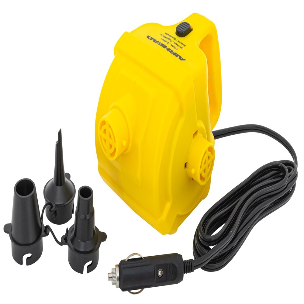 Airhead 12V Boating Pump | Powerful 2.3 PSI Pump Inflates 4-Person Towable Tubes in Just Minutes, Yellow and Black