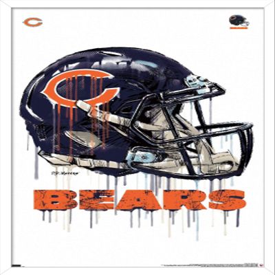 Trends International NFL Chicago Bears - Drip Helmet 20 Wall Poster, 22.375" x 34", White Framed Version