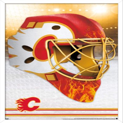 Trends International NHL Calgary Flames - Mask 20 Wall Poster, 34L x 22.4W, White Framed Version