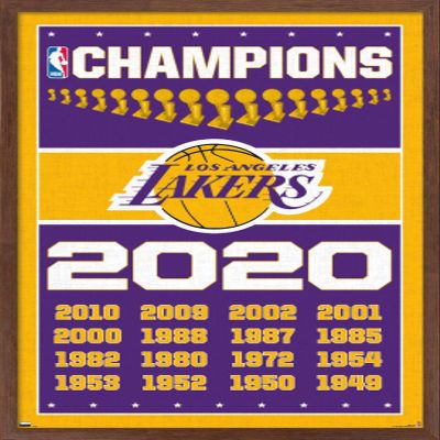 NBA Los Angeles Lakers - Champions 20 Wall Poster, 22.4L" x 14.7W", Mahogany Framed Version