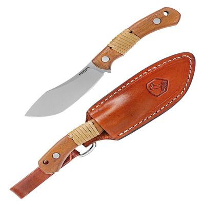 Condor Tool & Knife Mountaineer Trail Hunting Knife - 440C Stainless Steel - Walnut Handle and Hand Crafted Welted Leather Sheath - 4.14 inches Blade - 7.76 ounce (3.5mm Thick)
