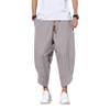 DOSLAVIDA Men's Casual Elastic Waist Linen Capri Pants Wide Leg Baggy Cotton Harem Yoga Trousers Loose Patchwork Shorts view 4