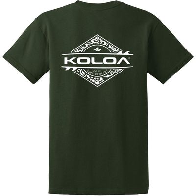 Joe's USA Koloa Surf Diamond Thruster Surfboards Heavy Cotton Tee -XL,Tall-Dark Green