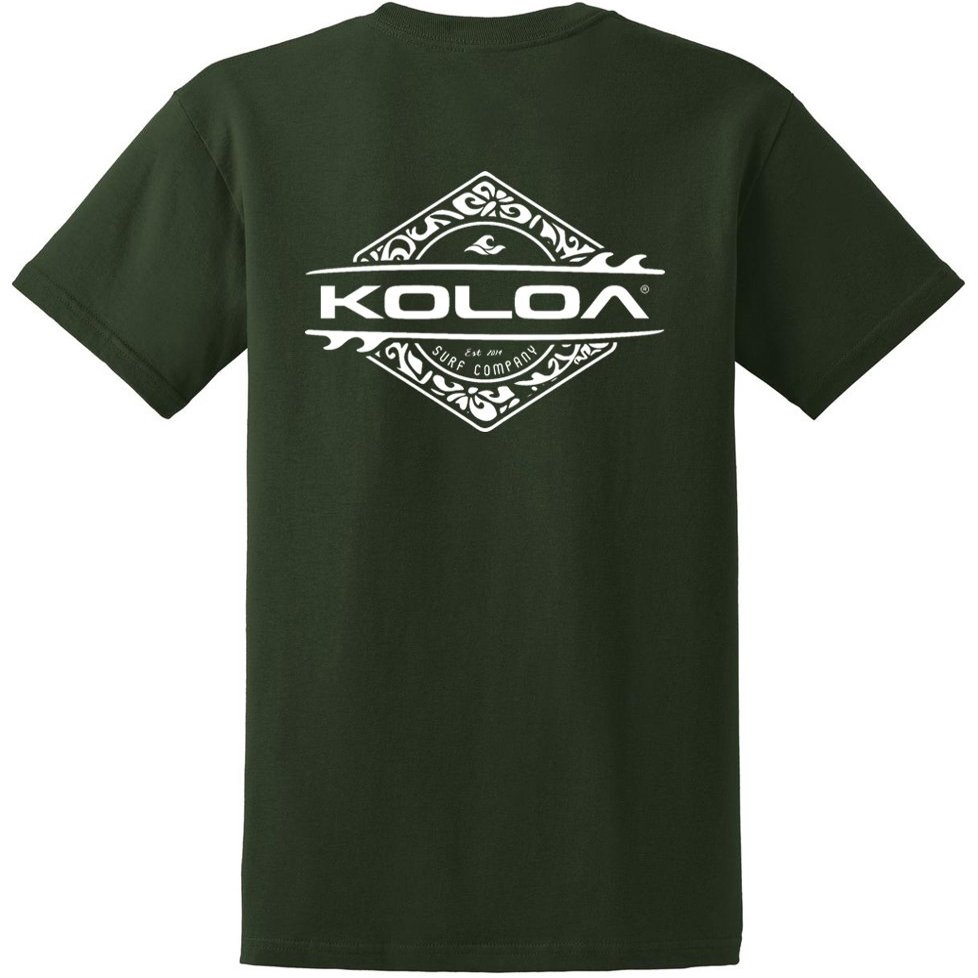 Joe's USA Koloa Surf Diamond Thruster Surfboards Heavy Cotton Tee -XL,Tall-Dark Green