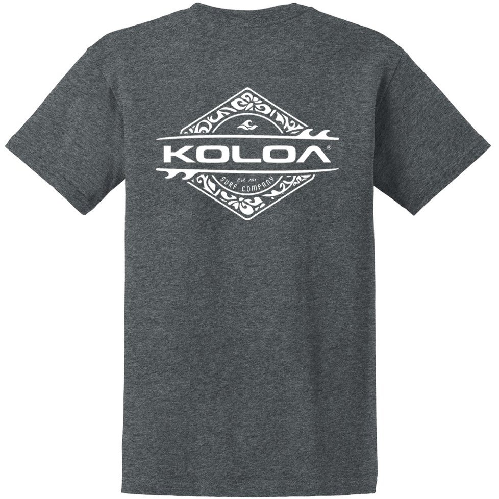 Joe's USA Koloa Surf Diamond Thruster Surfboards Heavy Cotton Tee -2XL, Tall-Dark Heather Grey