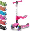 Kicknroll 3 Wheel Scooter for Kids Ages 3-5 Extra-Wide Deck Lean to Steer Foldable Toddler Scooters with Seat, 3 LED Light Wheels & 4 Adjustable Height, 110 Lbs - Pink view 1