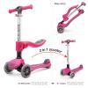 Kicknroll 3 Wheel Scooter for Kids Ages 3-5 Extra-Wide Deck Lean to Steer Foldable Toddler Scooters with Seat, 3 LED Light Wheels & 4 Adjustable Height, 110 Lbs - Pink view 2