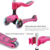 Kicknroll 3 Wheel Scooter for Kids Ages 3-5 Extra-Wide Deck Lean to Steer Foldable Toddler Scooters with Seat, 3 LED Light Wheels & 4 Adjustable Height, 110 Lbs - Pink view 4