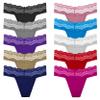 Pmrxi Cotton Thong for Women Panties Width 2.76inch(7cm) Lace Waistband Thongs For Woman Tangas Underwear Pack 10 Size Medium view 4