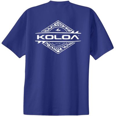 Joe's USA Koloa Surf Diamond Thruster Surfboards Heavy Cotton T-Shirt, XX-Large Tall, Deep Marine - White Logo