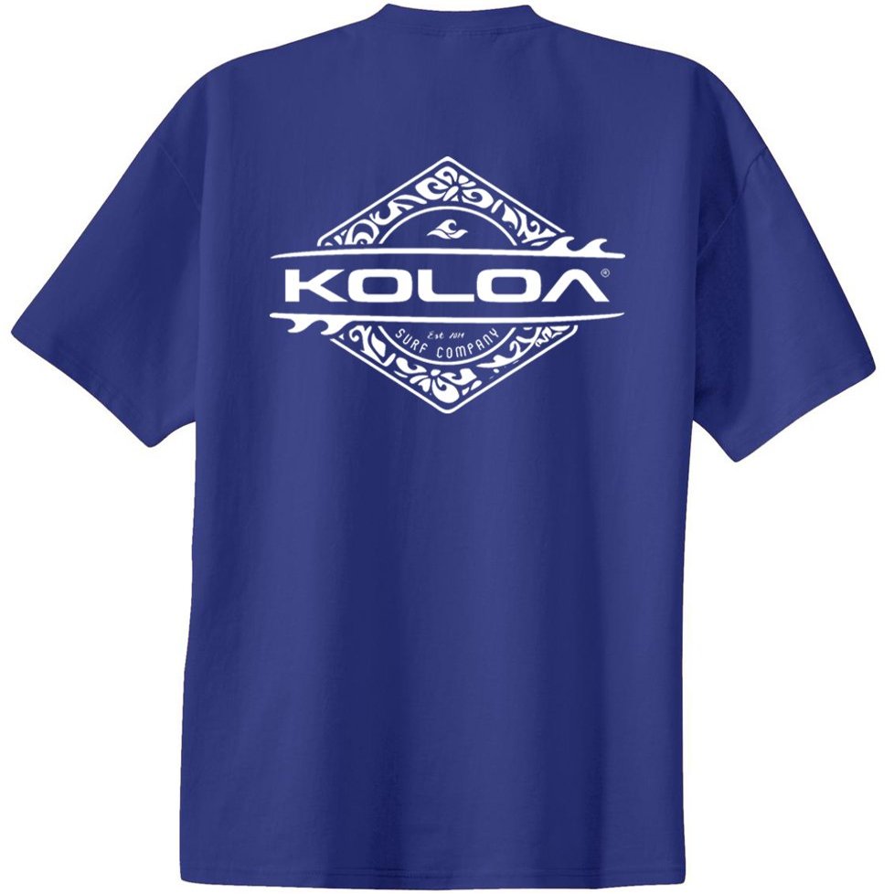 Joe's USA Koloa Surf Diamond Thruster Surfboards Heavy Cotton T-Shirt, XX-Large Tall, Deep Marine - White Logo