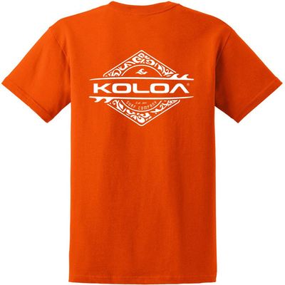 Joe's USA Koloa Surf Diamond Thruster Surfboards Heavyweight Cotton Tee -3XL-Orange