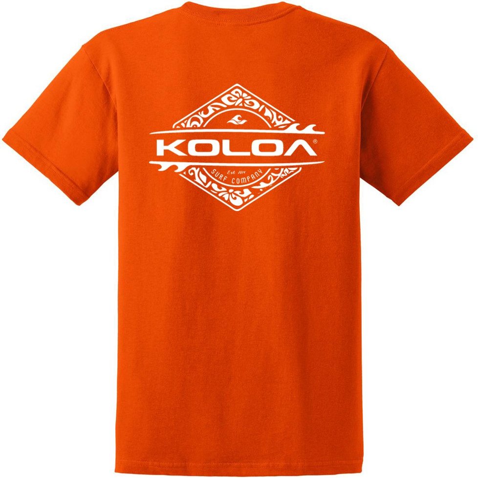 Joe's USA Koloa Surf Diamond Thruster Surfboards Heavyweight Cotton Tee -3XL-Orange