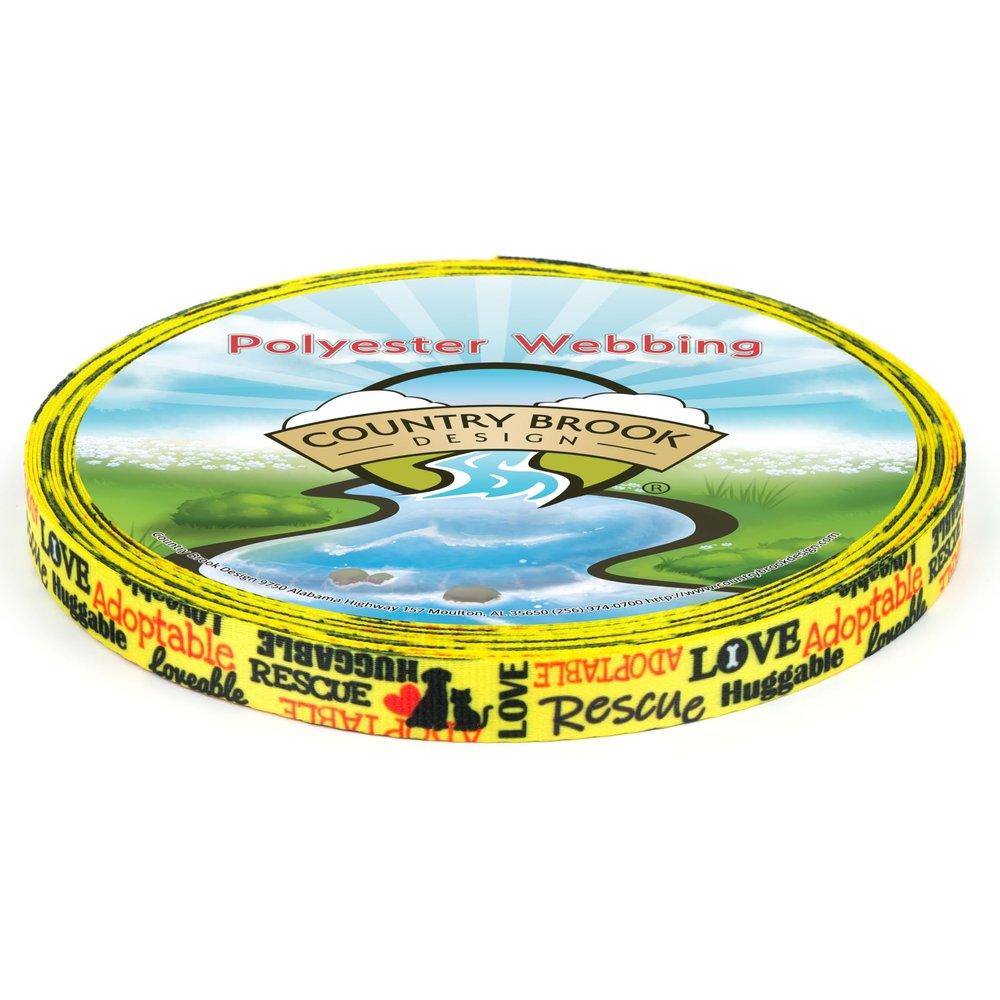 Country Brook Design - Yellow Loveable Rescue Photo Quality Polyester (1/2 Inch, 50 Yards)