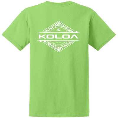 Joe's USA Koloa Surf Diamond Thruster Surfboards Heavy Cotton Tee - Tall - X-Large Tall, Lime