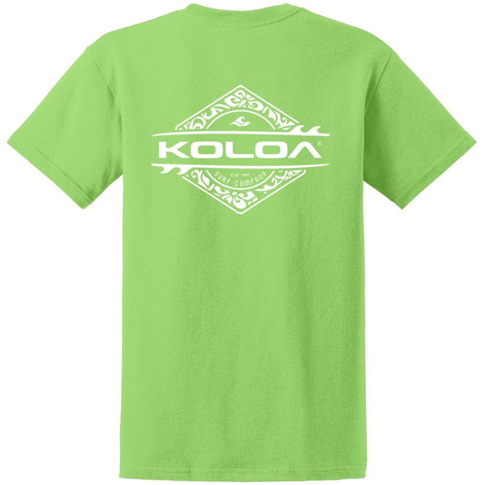 Joe's USA Koloa Surf Diamond Thruster Surfboards Heavy Cotton Tee - Tall - X-Large Tall, Lime