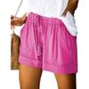 Maryia Womens Casual Shorts Pants with Pockets Summer Beach Solid Drawstring Elastic Waist Comfy Cotton Linen Shorts Hot Pink view 1