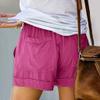 Maryia Womens Casual Shorts Pants with Pockets Summer Beach Solid Drawstring Elastic Waist Comfy Cotton Linen Shorts Hot Pink view 2