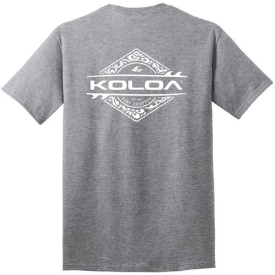 Joe's USA Koloa Surf Diamond Thruster Surfboards Heavy Cotton T-Shirt, X-Large Tall, Athletic Heather- White Logo