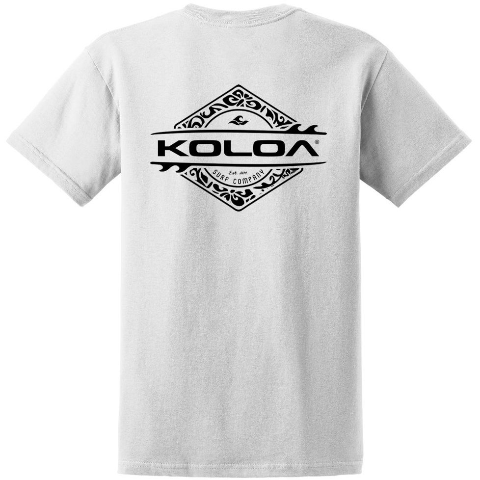 Joe's USA Koloa Surf Diamond Thruster Surfboards Heavy Cotton Tee -2XL, Tall-White