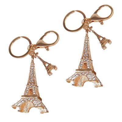 VOSAREA 2pcs Shiny Rhinestone Eiffel Tower Keychain Pendant for Women and Girls Unique Bag Ornament Lightweight Hanging Accessory for Purse Durable and Rhinestone Design