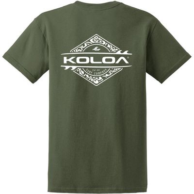Joe's USA Koloa Surf Diamond Thruster Surfboards Heavy Cotton Tee -XL,Tall-Olive