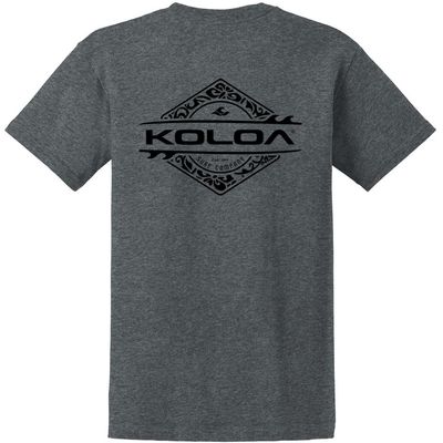 Joe's USA Koloa Surf Diamond Thruster Surfboards Heavy Cotton T-Shirt, X-Large Tall, Dark Heather - Black Logo