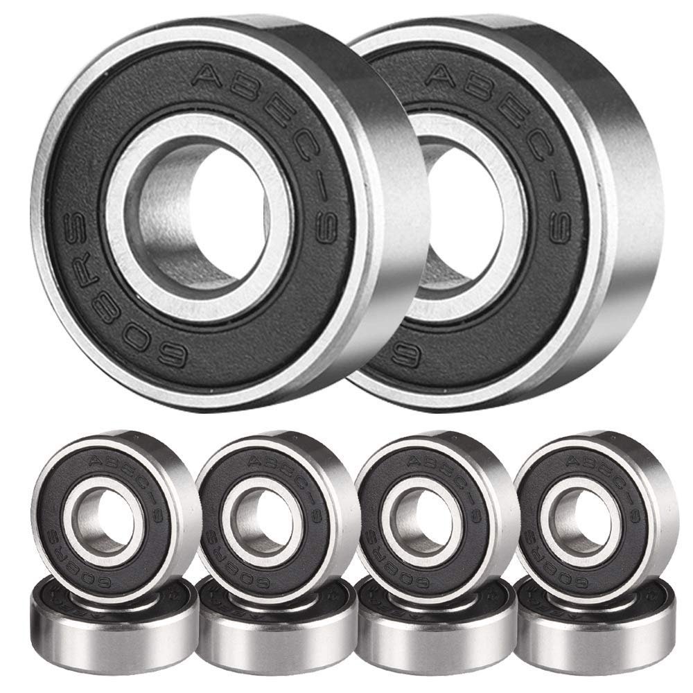 10Pcs x 608 RS ABEC 9 High-Carbon Chromium Bearing Steel Ball Skateboard Bearing 8mm x 22 mm x 7mm for Skateboards, Longboards, Inline Skates, Roller Skates, Spinners, Double Shielded