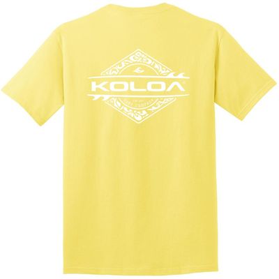 Joe's USA Koloa Surf Diamond Thruster Surfboards Heavy Cotton T-Shirt, X-Large Tall, Yellow - White Logo