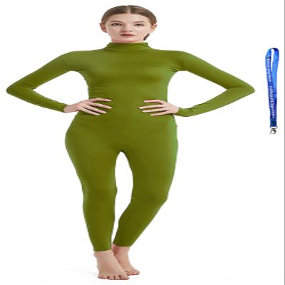 Full Bodysuit With Zipper Helper Womens Costume Without Hood and Gloves Socks Spandex Zentai Unitard (Medium, Olive Green)