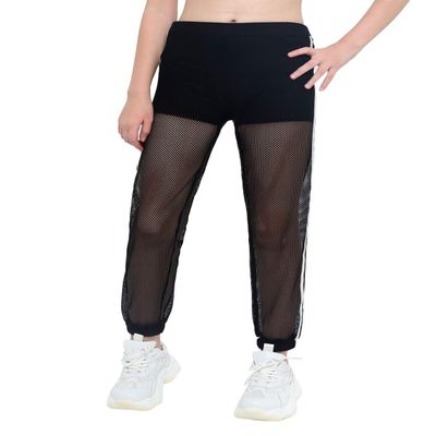 YONGHS Kids Girls Mesh Sweatpants Sports Long Athletic Pants High Waisted Casual Jogger Trackpants Black 8