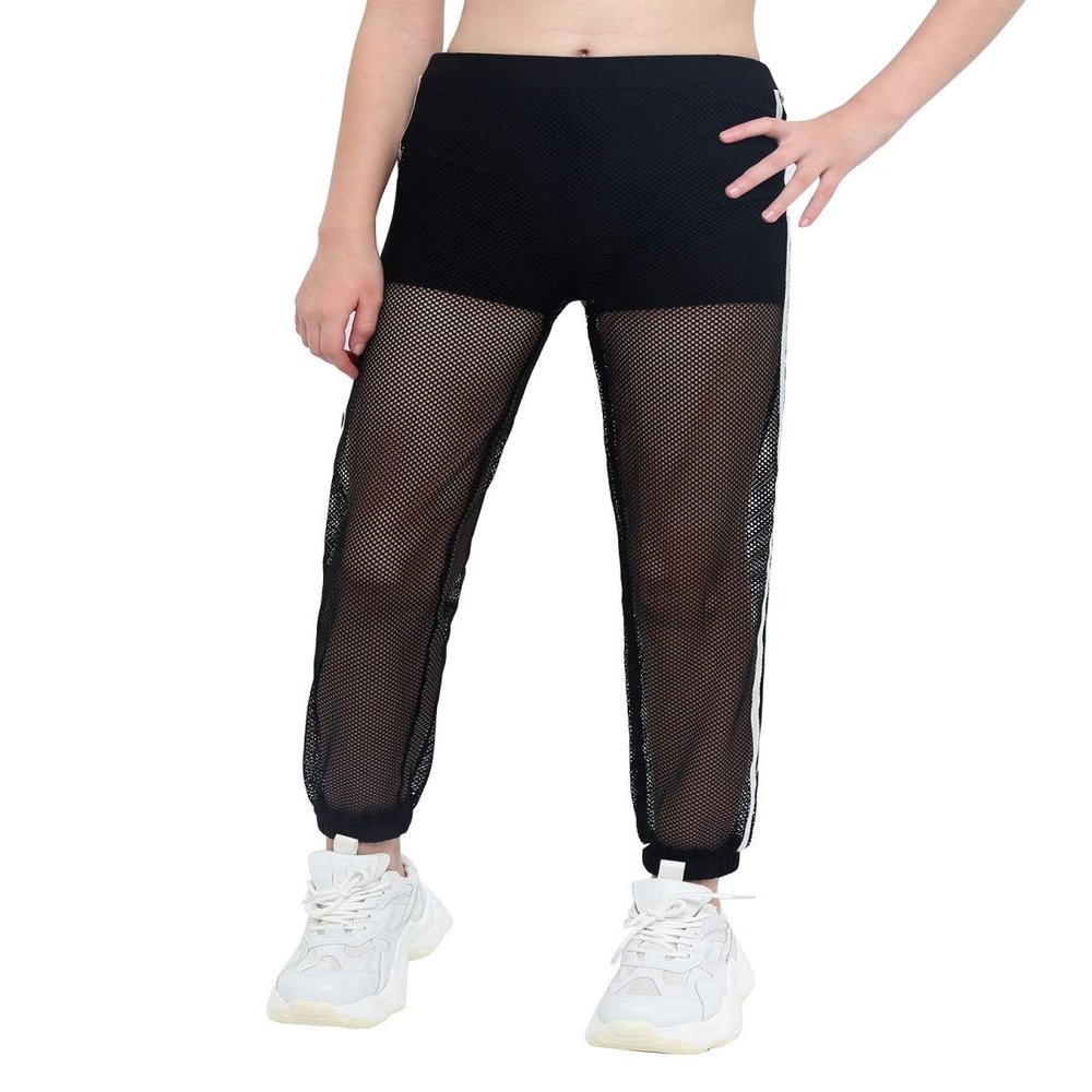 YONGHS Kids Girls Mesh Sweatpants Sports Long Athletic Pants High Waisted Casual Jogger Trackpants Black 8